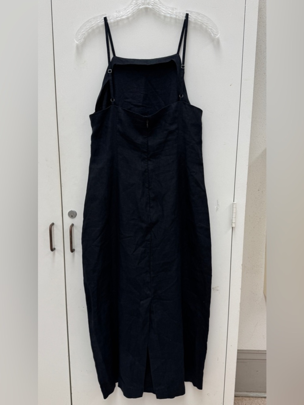 Madewell 100% Linen Women’s Goldie Black Midi Slip Dress Size 8 Classic - Picture 5 of 9